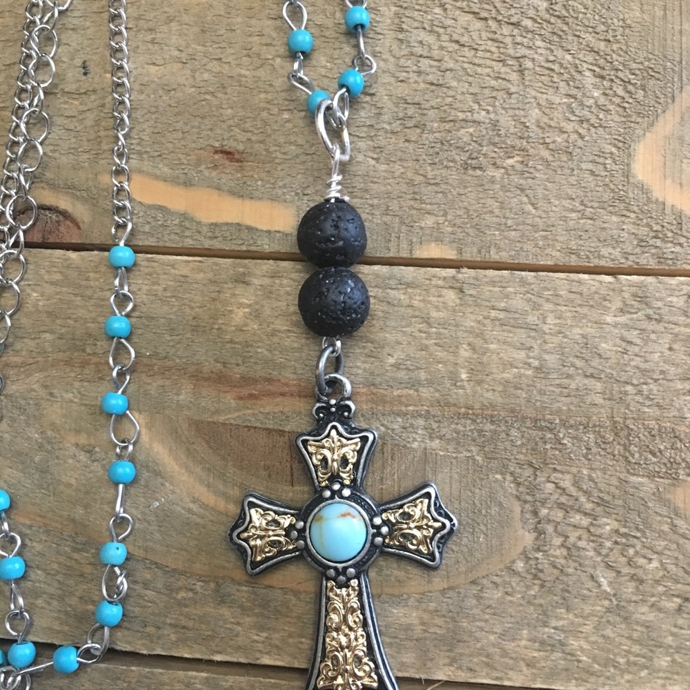 Cross Diffuser Necklace - Picture 2 of 2